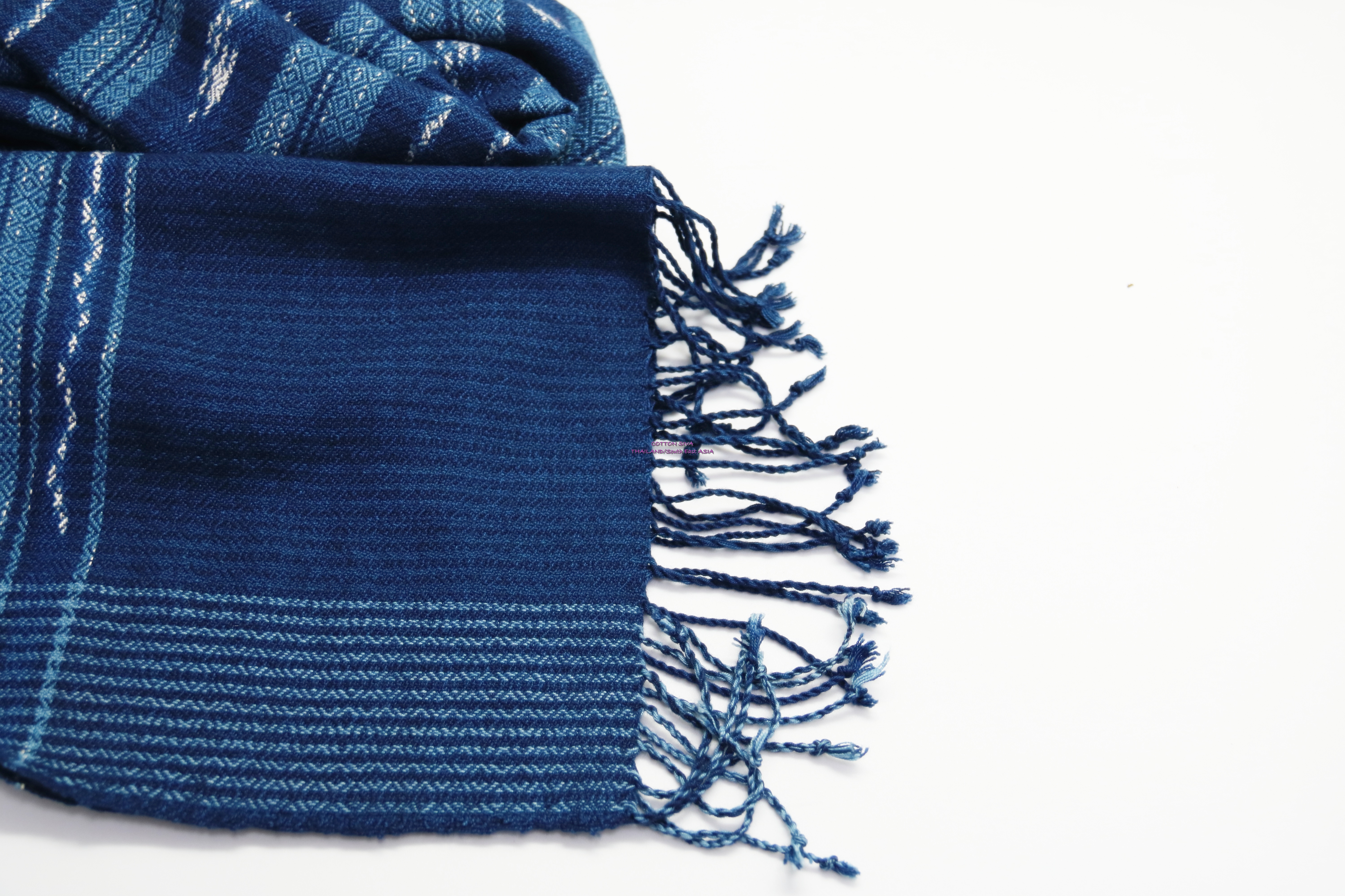 ผ้าพันคอผ้าฝ้ายย้อมคราม(Scarf - cotton dyeindigo