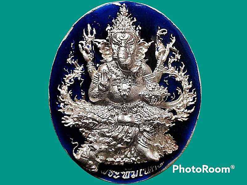 เหรียญกริ่ง พระพิฆเนศ วัดสมานรัตนาราม จ.ฉะเชิงเทรา รุ่นปฐมฤกษ์สร้างโรงพยาบาล ปี 2556 มีกริ่ง เนื้อเงินลงยา