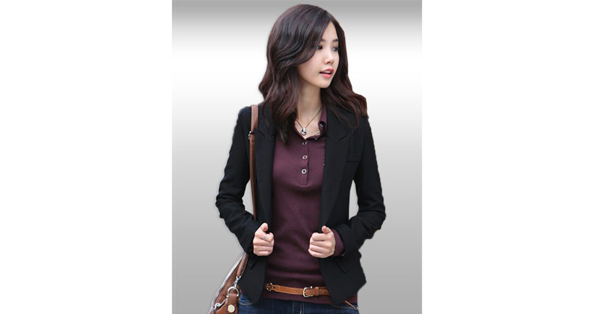 เสื้อสูทผู้หญิงสีดำสไตล์เรียบหรู มี3ไซส รหัส2385