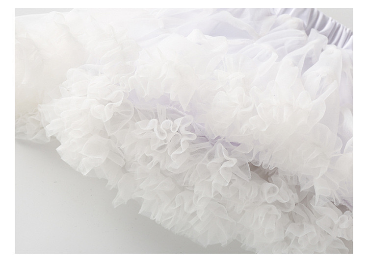 ชุดเต้น ชุดเชียร์ เสื้อแขนสั้นZERO +กระโปรงระบายชั้นสีขาว