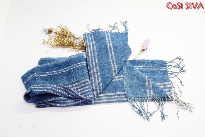 ผ้าพันคอผ้าฝ้ายย้อมคราม(Scarf - cotton dyeindigo
