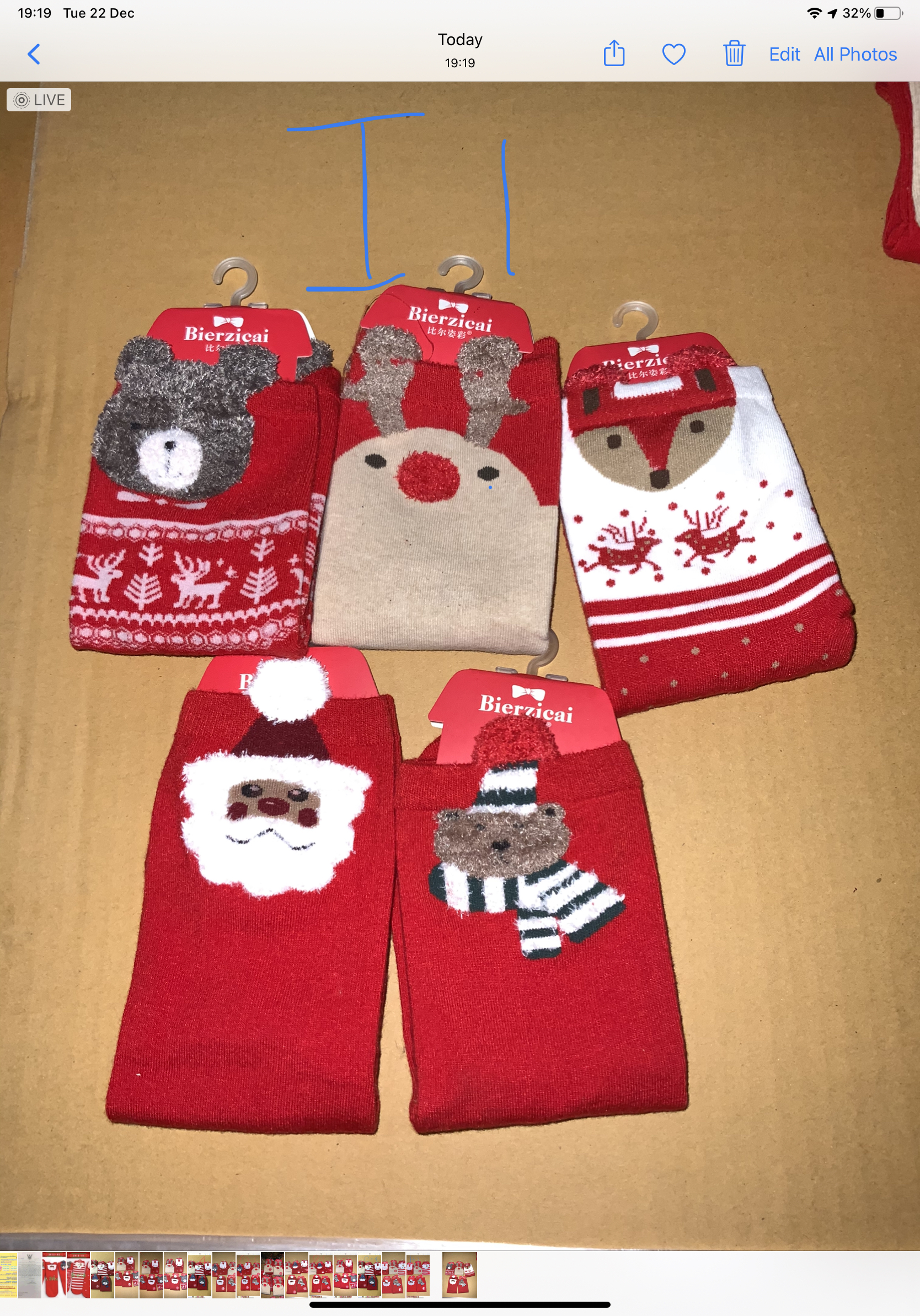 Fถุงเท้าเด็ก ลายคริสมาสต์