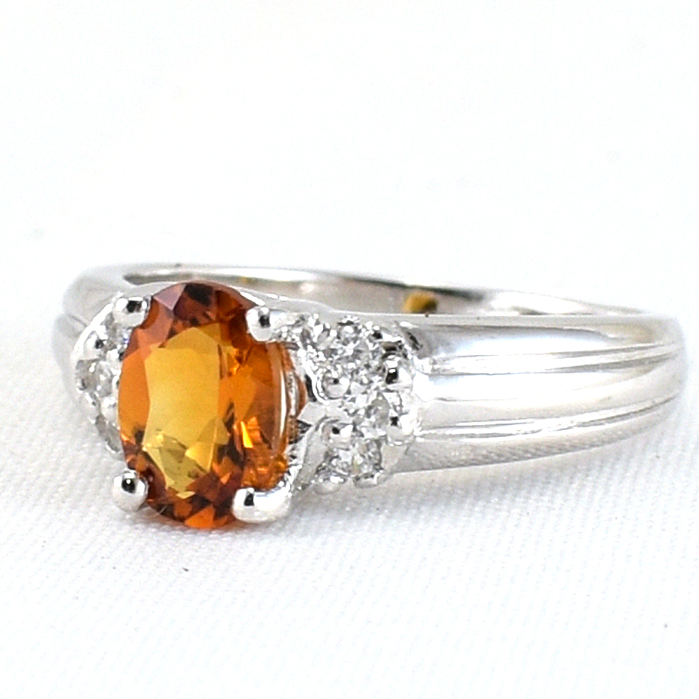 แหวนเงินแท้ราคาถูกชุบทองคำขาว ซิทรินแท้ 0.95 กะรัต งานประณีตสวยงาม สั่งผลิตค่ะ