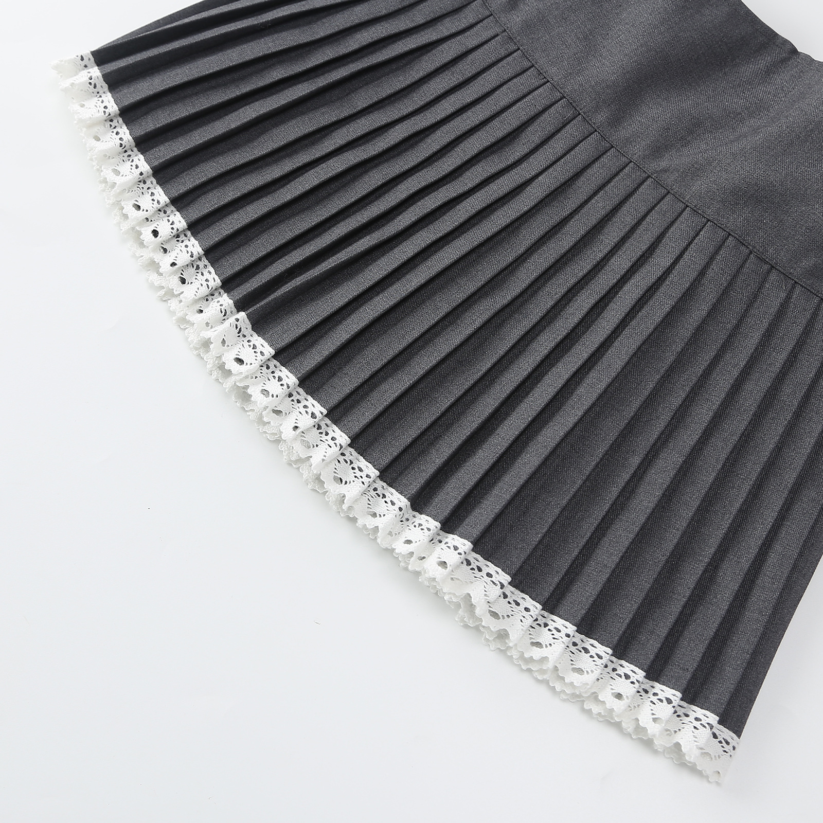 กระโปรง เด็กผู้หญิง อัดพลีส สีพื้นแยกสร้อม**พร้อมแบบโบว์ชมพู