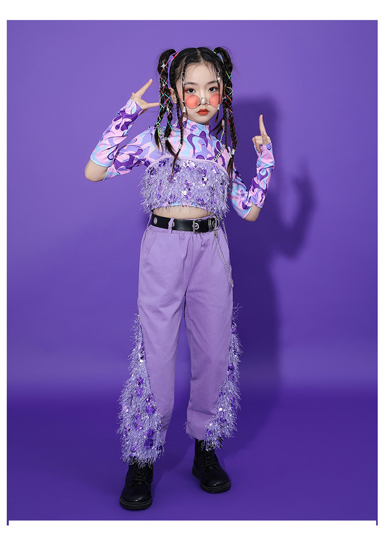 ชุดเต้น ชุดฮิปฮอป เซ็ตสีม่วง ทีมม่วง สินค้าพร้อมส่ง