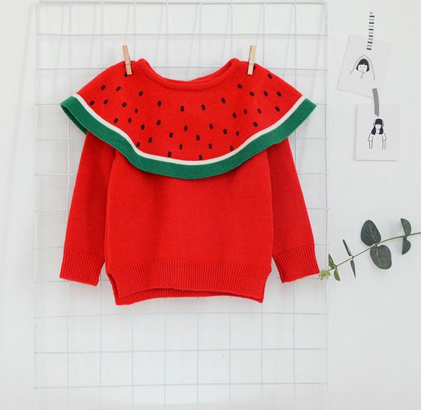 เสื้อกันหนาวเด็ก ลายแตงโม คอกลม