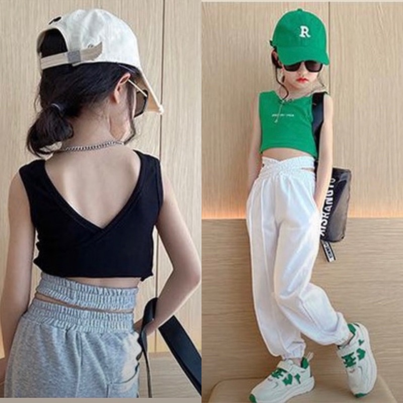 ชุดเต้น ชุด cover dance เสื้อคอวี+กางเกงขายาว