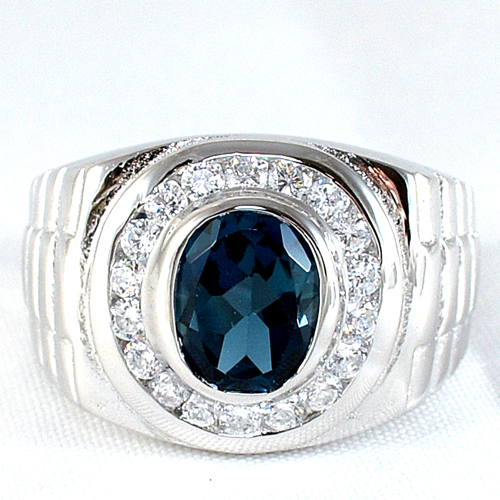 แหวนเงินแท้ราคาถูกชุบทองคำขาว ลอนดอนบลูโทปาซแท้ 2.25 กะรัต เพชรCZ 0.54 กะรัต งานประณีตสวยงาม สั่งผลิตค่ะ