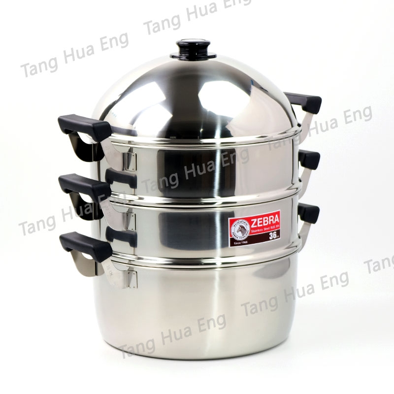 Zebra ซึ้งสเตนเลสชุด 4 ชิ้น 36 ซม. ตราหัวม้าลาย ( หม้อนึ่ง )