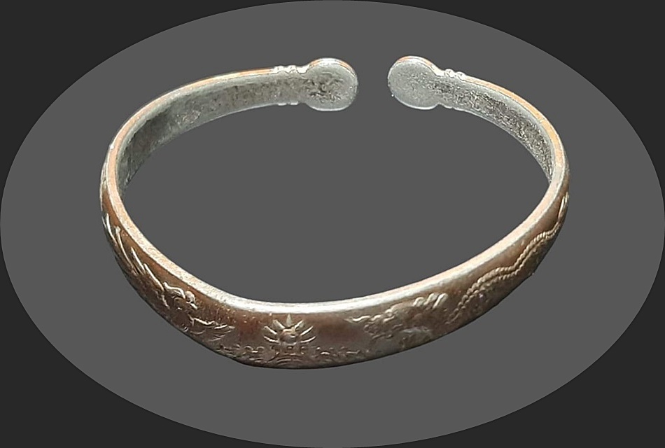 กำไลข้อมือ เล่ง หงส์ หรือ หงส์ มังกร ทองแดง ชุบเงิน