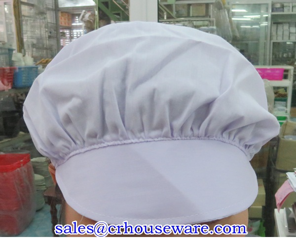 หมวกทรงแก็บด้านหลังเป็นตะข่าย มีระบาย สีขาว 044-TMV-2098