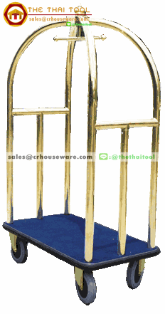 รถเข็นกระเป๋าแบบกรงนก เตนเลสยิงไททาเนียมสีทอง ,Titanium Gold Luggage Trolley Design Birdcage UC-089
