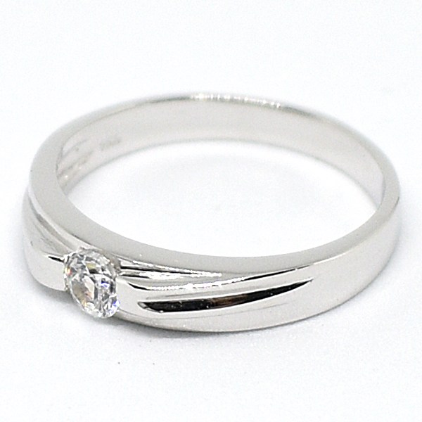 แหวนเงินแท้ราคาถูกชุบทองคำขาว เพชรCZแท้ 0.17 กะรัต งานประณีตสวยงาม สั่งผลิตค่ะ