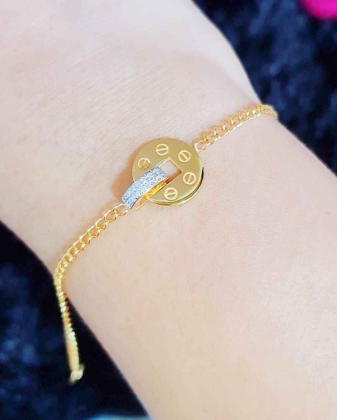 พร้อมส่งและสั่งผลิตสร้อยข้อมือทองเพชรแท้แบรนด์ดัง แต่งงาน หมั้น ใส่เที่ยว ออกงาน ทองคำ 9K เพชรกุหลาบแท้ 0.07 กะรัต 14 เม็ด ราคาถูกมาก ส่งฟรี