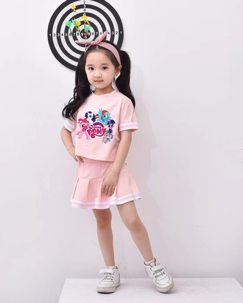 ชุดเด็ก ลายการ์ตูน โพนี่ ทรงสั้นกระโปรงระบาย