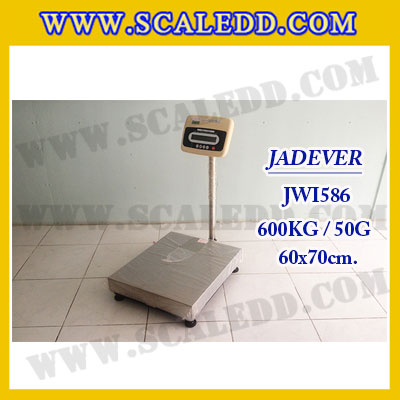 เครื่องชั่งดิจิตอลตั้งพื้น ยี่ห้อ JADEVER รุ่น JWI-586 ขนาดแท่น 60x70cm. พิกัดน้ำหนัก 600kg ค่าละเอียด 50g