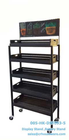 ชั้นโชว์รุ่นลังไม้ยาวล้อยางขนาดใหญ่รวมลังไม้สี 5 ใบ Wood display shelf 5 pieces ( large size ) Code : 005-HK-DST093-5