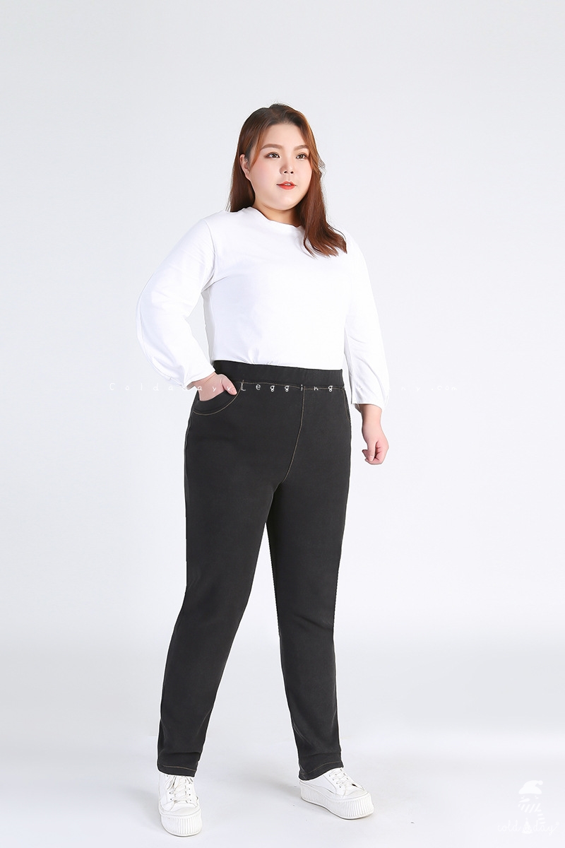 กางเกงยีนส์กันหนาว มีขนสัตว์ สำหรับสาวอ้วน สาวอวบ ไซส์ใหญ่ 2XL-9XL