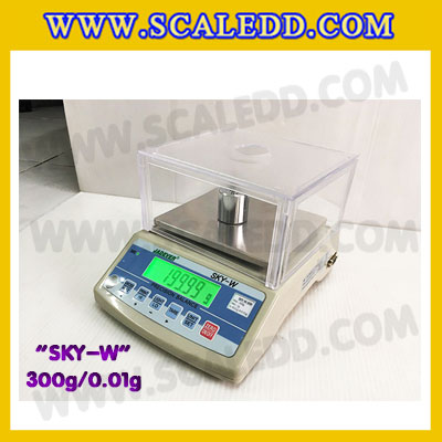 เครื่องชั่งดิจิตอล ทศนิยม 2 ตำแหน่ง SKY-W 300gx0.01g เครื่องชั่งละเอียดสูง300g เครื่องชั่งน้ำหนัก300g ตาชั่ง300กรัม ตาชั่งดิจิตอล300กรัม พิกัดน้ำหนัก 300g ความละเอียด 0.01g ยี่ห้อ JADEVER รุ่น SKY-W (เครื่องชั่งมีใบผ่านตรวจรับรองจากสำนักชั่งตวงวัด)