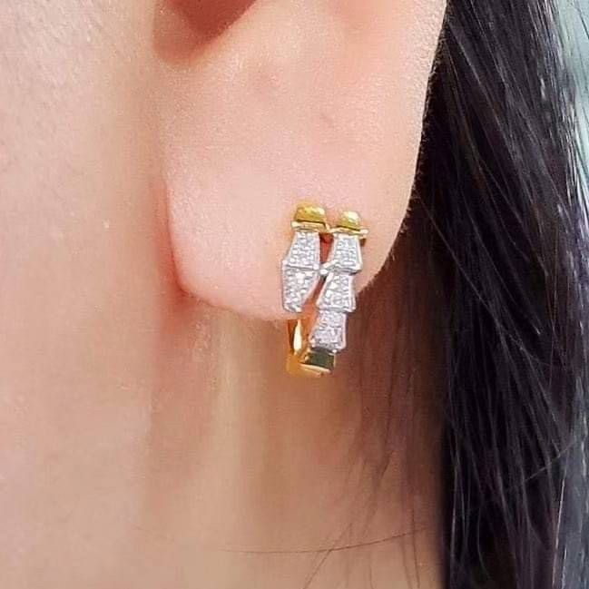 พร้อมส่งและสั่งผลิตต่างหูเพชรแท้งู แต่งงาน หมั้น ใส่เที่ยว ออกงาน ทองคำ 9K เพชรกุหลาบแท้ 0.10 กะรัต 20 เม็๋ด ราคาถูกมาก ส่งฟรี