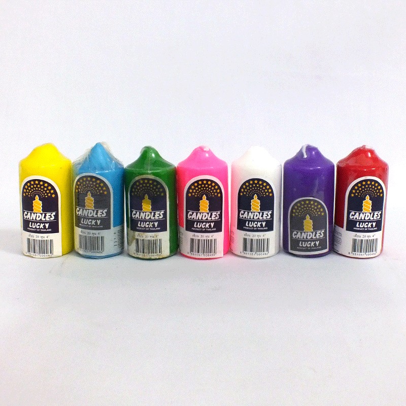 เทียนกลม 20 หุน 4 นิ้ว คละสี