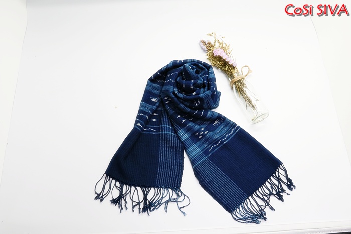ผ้าพันคอผ้าฝ้ายย้อมคราม(Scarf - cotton dyeindigo