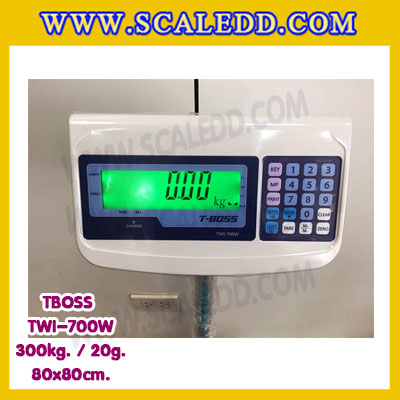 เครื่องชั่งน้ำหนัก300กิโลกรัม เครื่องชั่งน้ำหนัก300kg เครื่องชั่งดิจิตอล300kg เครื่องชั่งตั้งพื้น ตาชั่ง300kg ความละเอียด 20g ขนาดแท่นชั่ง80*80cm ยี่ห้อ TBOSS รุ่น TWI-700W (เครื่องชั่งผ่านตรวจรับรองจากสำนักชั่งตวงวัด)