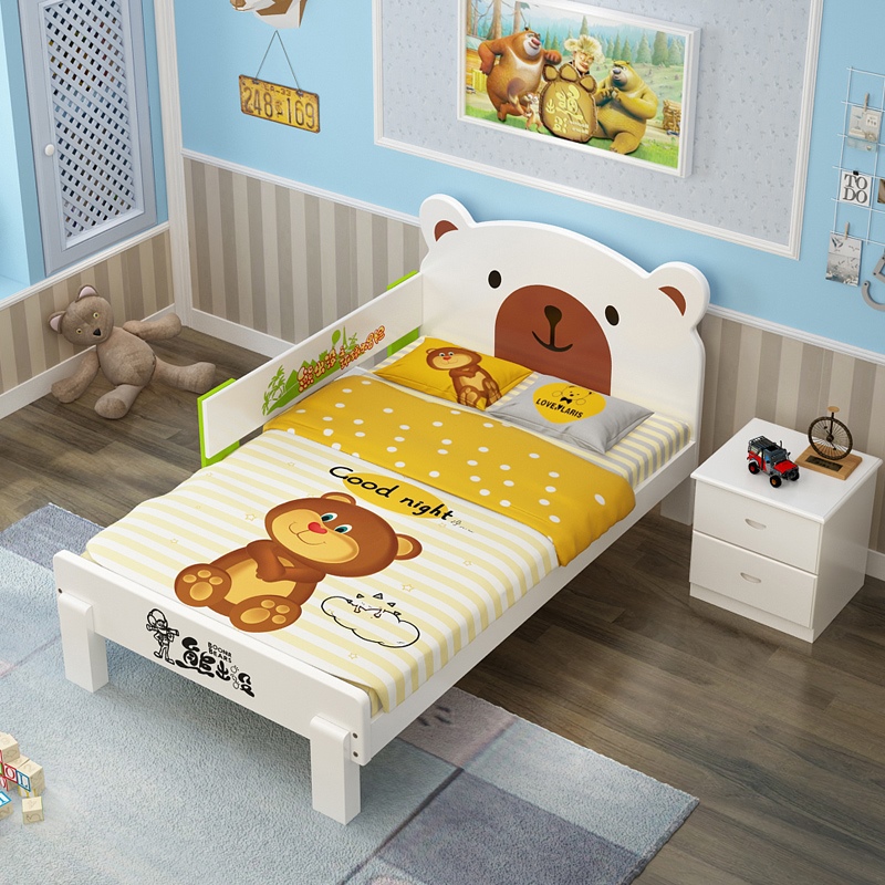 เตียงนอนไม้เด็ก MoMo Bear เตียงเดี่ยว 3ฟุต ลายพีหมี น่ารัก TP21020 (WDK20)