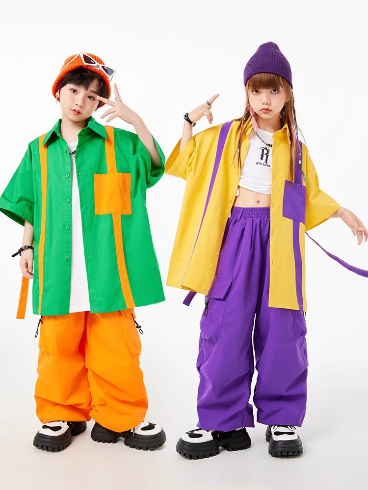 ชุดเต้น ฮิปฮอป เสื้อแขนแต่งแถบ+กางเกงขายาว