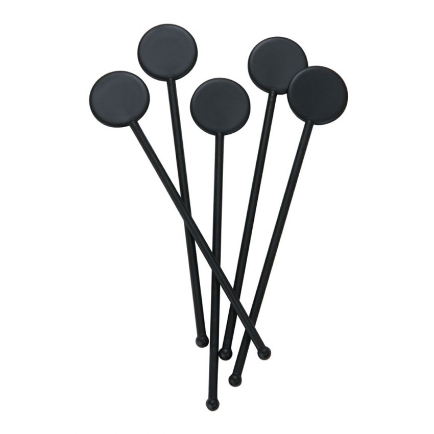 ไม้คนเหล้าหัวแบนกลม สีดำ ขนาด 7.5 นิ้ว ( แพ็คละ 25 ชิ้น )