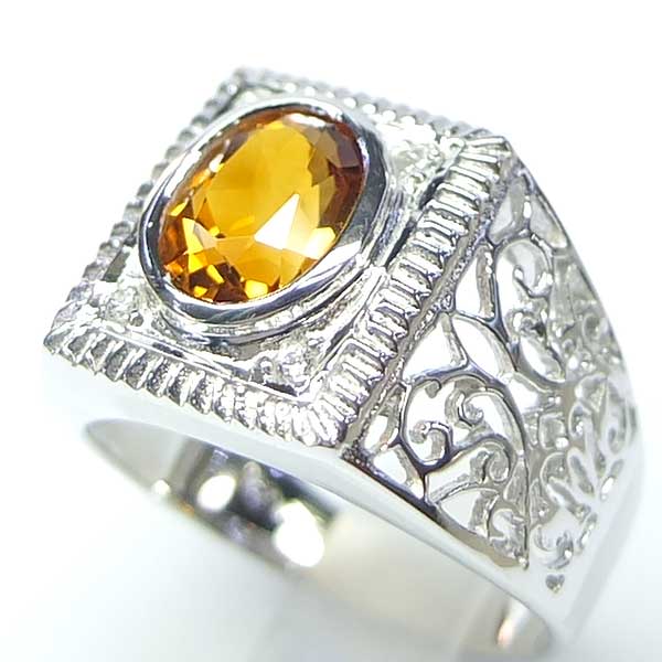 แหวนเงินแท้ราคาถูกชุบทองคำขาว ซิทรินแท้ 1.65 กะรัต เพชรCZ 0.06 กะรัต งานประณีตสวยงาม สั่งผลิตค่ะ