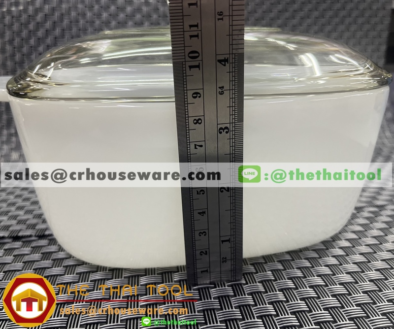 โถข้าวเหลี่ยมพร้อมฝา เนื้อมุก ขนาด 8 นิ้ว ลายมุก (ไม่เขียนขอบทอง)