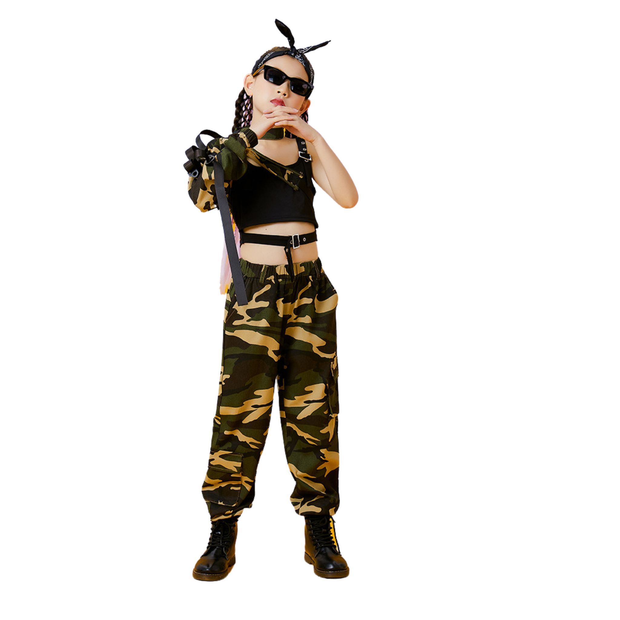 พร้อมส่ง ****ชุดเต้น ชุดแดนซ์ เสื้อแขนยาว+ตัวในสีขาว+กางเกงขายาวสีดำ