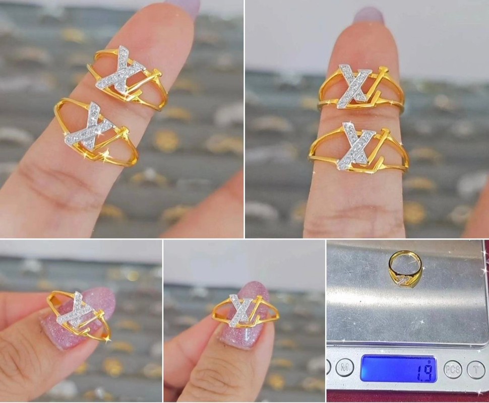 พร้อมส่งและสั่งผลิตแหวนเพชรLV แหวนแต่งงาน แหวนหมั้น ใส่เที่ยว ออกงาน แหวนทองคำ 9K เพชรกุหลาบแท้ 0.08 กะรัต 10 เม็ด ราคาถูกมาก ส่งฟรี