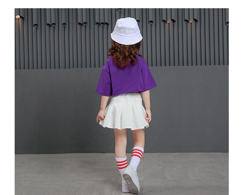 พร้อมส่ง ชุดเต้น ชุดหรีดเดอร์ ชุดเชียร์ เสื้อแขนสั้น+กระโปรงขาว