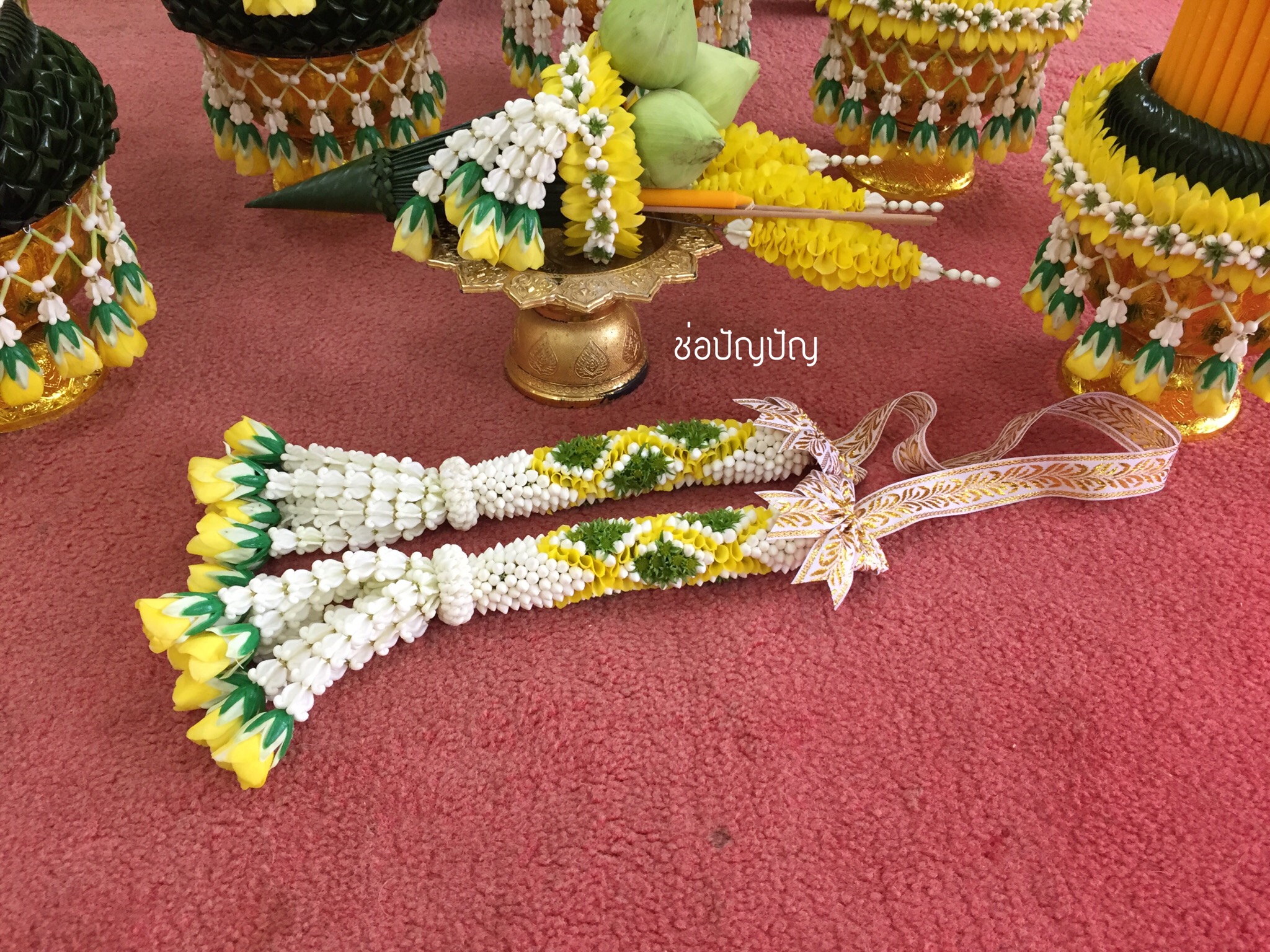 ชุดเครื่องบวชดอกไม้สด ส่งงาน วัดเสนาสฯ จ.พระนครศรีอยุธยา