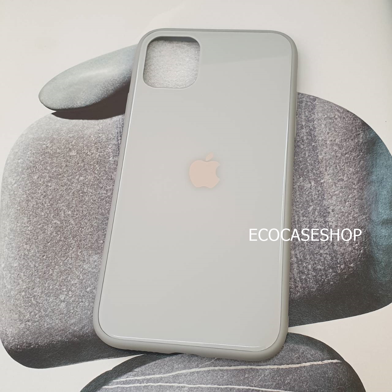 iPhone11Pro เคสขอบนิ่มหลังกระจก งานดี สีเทา