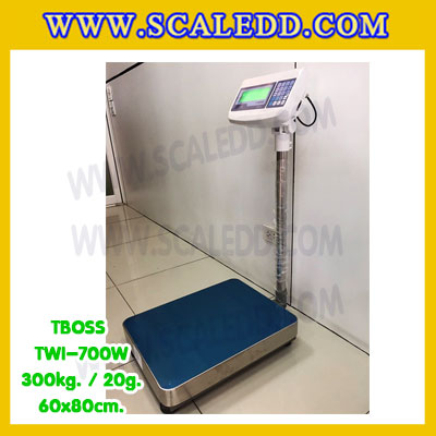 เครื่องชั่งน้ำหนัก300กิโลกรัม เครื่องชั่งน้ำหนัก300kg เครื่องชั่งดิจิตอล300kg เครื่องชั่งตั้งพื้น ตาชั่ง300kg ความละเอียด 20g ขนาดแท่นชั่ง60*80cm ยี่ห้อ TBOSS รุ่น TWI-700W (เครื่องชั่งผ่านตรวจรับรองจากสำนักชั่งตวงวัด)