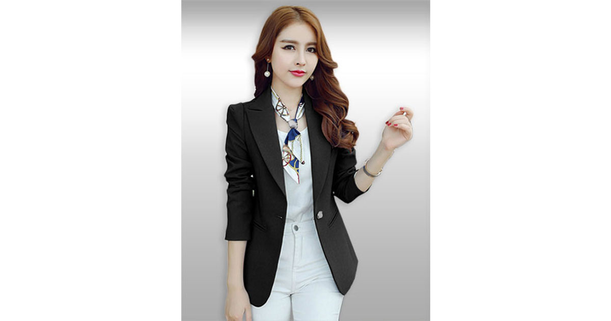 เสื้อสูทผู้หญิงแขนยาวสีดำแบบสวยหรู มี 5 ไซส รหัส1825
