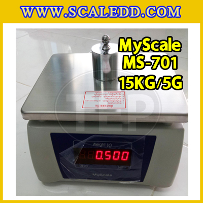 เครื่องชั่งกันน้ำ15กิโลกรัม เครื่องชั่งดิจิตอล15กิโลกรัม ตาชั่งกันน้ำ15kg พิกัดน้ำหนัก 15kg ความละเอียด 5 กรัม ยี่ห้อMyscale รุ่น MS-701 (เครื่องชั่งผ่านตรวจรับรองจากสำนักชั่งตวงวัด)