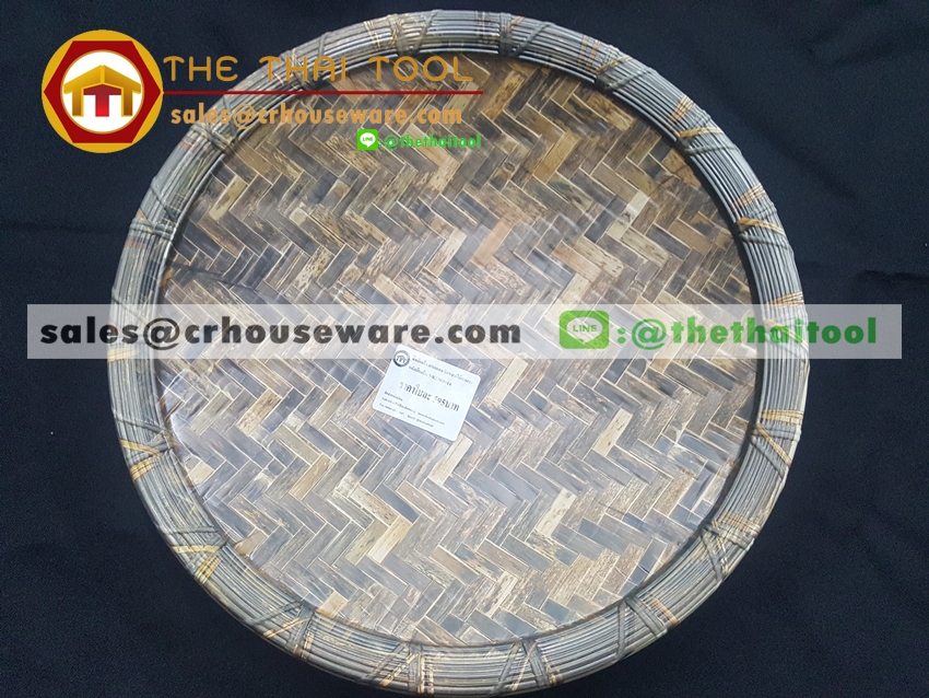 ถาดกลมเมลามีน 11.5 นิ้ว ลายไม้สาน รหัส : NK13809-12 Melamine tray round shape weave design 11.5 inches. Code : NK13809-12