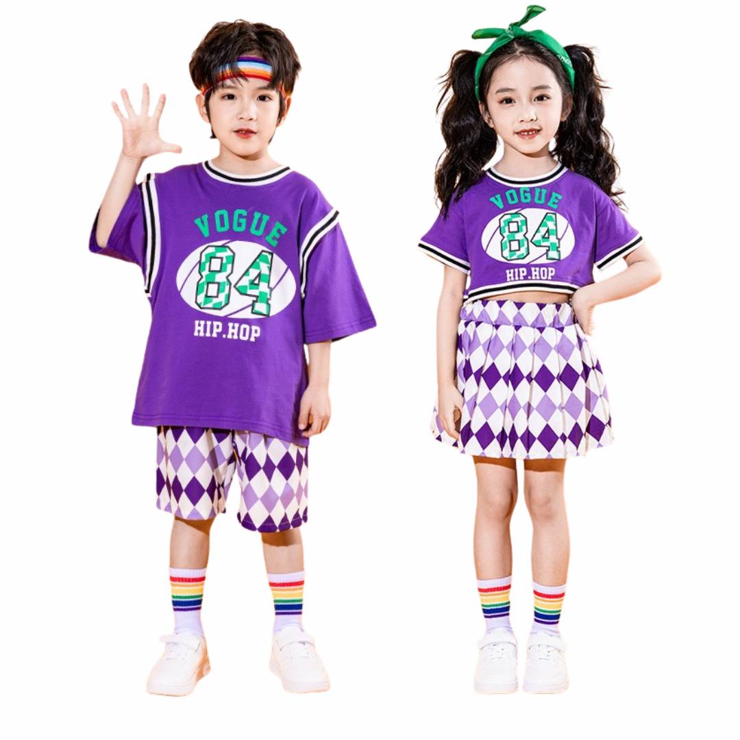 ชุดเต้น Coverdance เซ็ตชายหญิงลาย หมากรุก เขียวม่วง