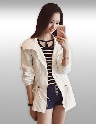 เสื้อคลุมแฟชั่นแขนยาวสีขาวมีฮู๊ด รหัส 1888