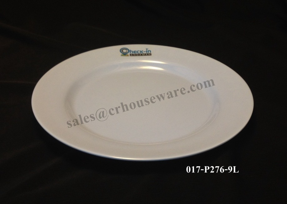 จานตื้นทรงกลมเมลามีนทำโลโก้ 9 " 017-P276-9L ,จานตื้น, จานทรงกลม , จานเมลามีน