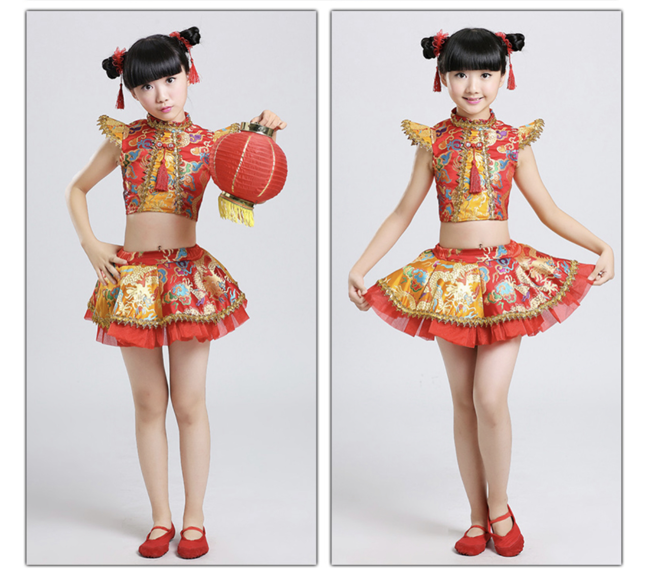 พร้อมส่ง ชุดจีน กี่เพ้า หญิงเอวลอย,ชายเปิดไหล่ สีแดง