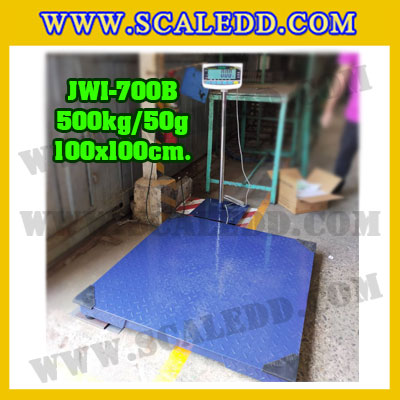 เครื่องชั่งดิจิตอล500kg รุ่น JWI-700B ขนาดแท่น 100x100cm. เครื่องชั่งน้ำหนักดิจิตอล500kg เครื่องชั่ง500kg ตาชั่ง500kg พิกัด 500kg ความละเอียด 0.05kg ยี่ห้อ JADEVER รุ่น JWI-700B