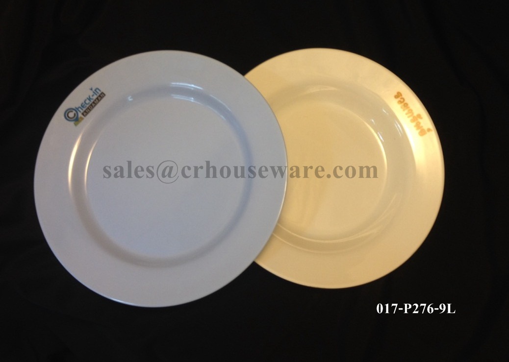 จานตื้นทรงกลมเมลามีนทำโลโก้ 9 " 017-P276-9L ,จานตื้น, จานทรงกลม , จานเมลามีน