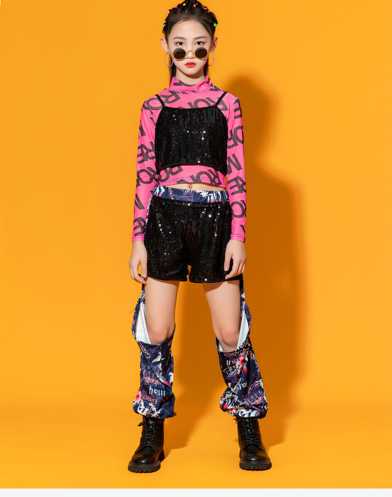 ชุดเต้น ชุดฮิปฮอป เสื้อแขนยาว + กางเกงขายาว สไตล์แบลคพิ้ง