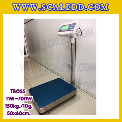 เครื่องชั่งน้ำหนัก150กิโลกรัม เครื่องชั่งน้ำหนัก150kg เครื่องชั่งดิจิตอล150kg เครื่องชั่งตั้งพื้น ตาชั่ง150kg ความละเอียด 10g ขนาดแท่นชั่ง50*60cm ยี่ห้อ TBOSS รุ่น TWI-700W (เครื่องชั่งผ่านตรวจรับรองจากสำนักชั่งตวงวัด)