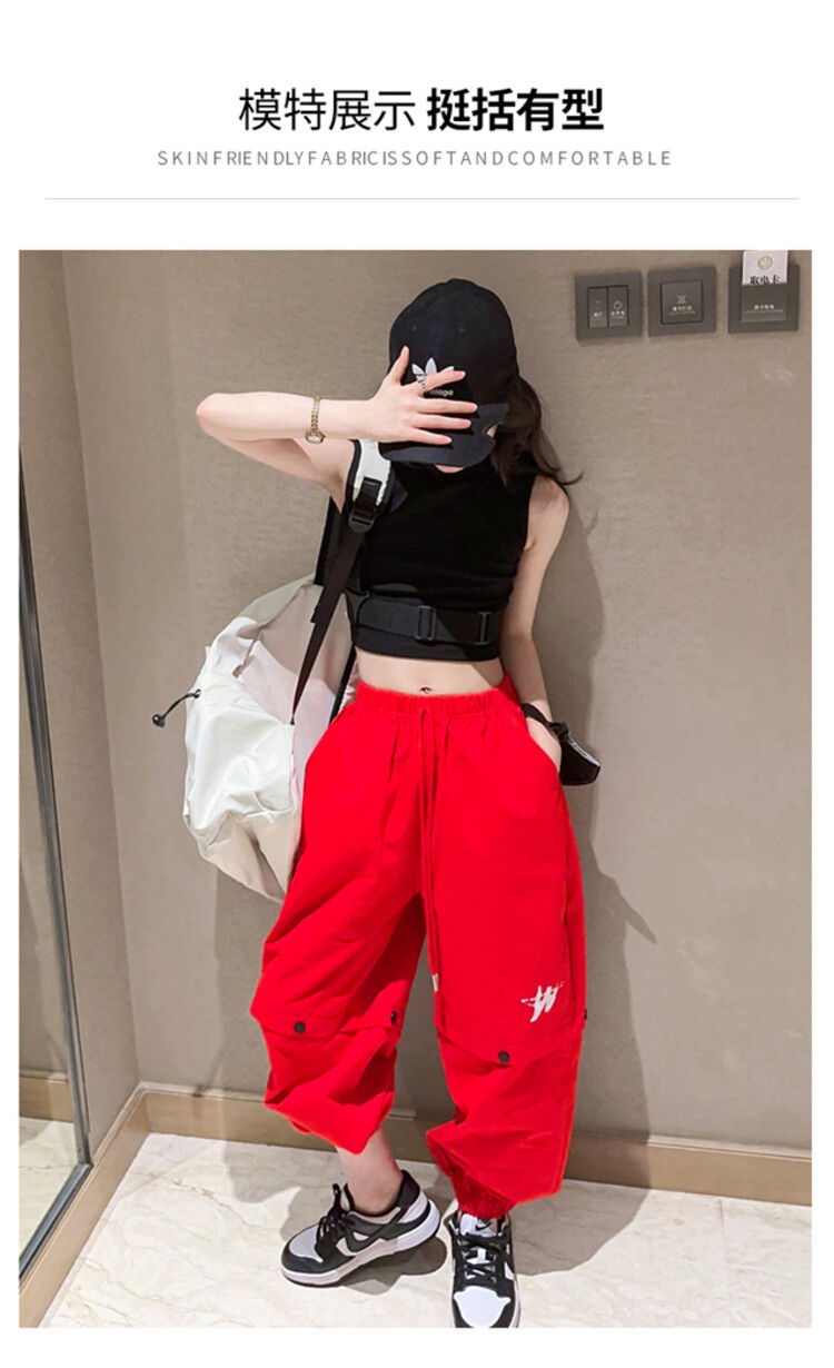 ชุดเต้น ชุดแดนซ์ เสื้อสีดำ+กางเกงขายาวสีแดง